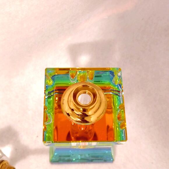 Rainbow Clear Prism Crystal Faceted Perfume Fragrance Oil ArtGlass BottleStopper - Picture 9 of 10
